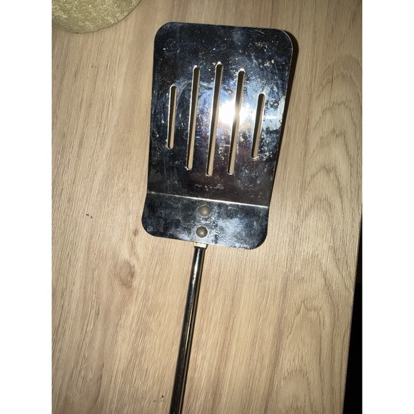 Grilling Spatula Stainless Steel Made In Taiwan Wood Handle Vintage 17" - Picture 2 of 7